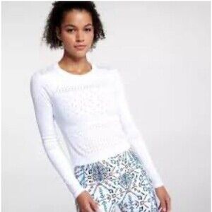 CALIA Pointelle Seamless Top Light Blue Long Sleeve S/M Pilates Tops NWT